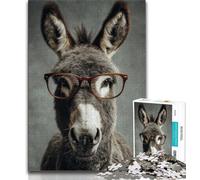 Puzzle Âne à Lunettes 1000 pièces pour Adultes et Adolescents, Jeux Amusants, Chaque pièce est Unique - Jeu Familial Stimulant (75x50cm)