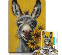 Puzzle Âne et Tournesol 1000 pièces pour Adolescents, Jeu de Quiz, décoration Murale, Cadeaux Uniques pour Anniversaire et Noël 50x75cm