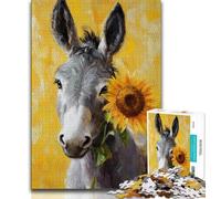 Puzzle âne Peinture à l'huile pour Adultes et Adolescents, 1 000 pièces, Jouets éducatifs, Anti-Stress, liste de souhaits avec Père Noël, 50x75cm