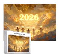 Puzzle ange 2026 de 1 000 pièces pour adultes et débutants - Happy New Year 2026 - 50,8 x 68,6 cm - Jeux d'activités familiales stimulantes - Puzzle artisanal pour décoration d'intérieur - Cadeaux