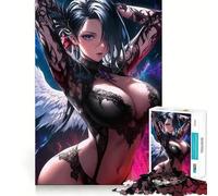 Puzzle Ange à Dentelle Noire pour Adultes 1000 Pièces Stimulation Mentale Jeu Découpe Précise Alignement Parfait Activité de Renforcement des Liens Sociaux (38x52cm)