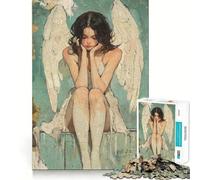 Puzzle Ange aux Ailes Blanches 1000 pièces Jeu de Concentration mentale Conception sans Espace Défi cérébral interactif pour la Maison (38x52cm)