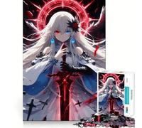 Puzzle Ange aux Cheveux Blancs et à l’épée pour Adultes,1000 pièces,Jeu Stimulant l’Esprit,Format Uniforme,pièces précises,idéal pour Les Voyages (38x26cm)