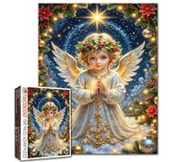 Puzzle ange de Noël pour adultes et étudiants de 1 000 pièces, fille angélique priant entourée de fleurs, scène artistique fantastique, jeu relaxant de Noël, 50,8 x 68,6 cm, pour décoration