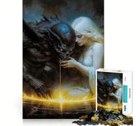 Puzzle Ange et Démon 1000 Pièces Stimulation Cognitive Amusant Pièces Découpées Nettes et sans Bavures Jouet de Loisirs Intérieurs pour Les Fêtes (38x52cm)