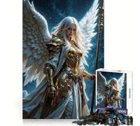Puzzle Ange Guerrier Ailé en Armure Dorée 1000 Pièces pour Adolescents Stimule la Réflexion et l'Acuité Mentale Passe-Temps Confortable et Sécurisé Cadeau de Noël Idéal (38x26cm)