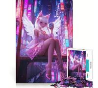 Puzzle Angel in Neon City 1000 pièces Jeu cognitif Amusant Structure à emboîtement précise Activité de Partage et de complicité pour Les Proches (38x26cm)