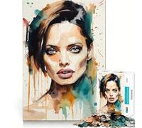 Puzzle Angelina Jolie pour Adolescents,1000 pièces,activité ludique et stimulante,découpe Nette,Composants Robustes,idéale pour se réunir (38x52cm)