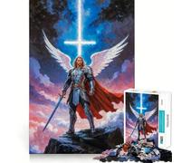 Puzzle Angélique Guerrier Archange Michel 1000 Pièces à Reconstituer Jeu Amusant sans Bavures Pièces Nettement Découpées Portable et Pratique pour Les Voyages (38x26cm)