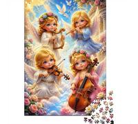 Puzzle Anges Musiciens de 1000 pièces pour Adultes | 70x50cm Scène d’anges jouant de la musique dans des tons doux, idéale pour un moment paisible ou à partager