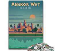 Puzzle Angkor Wat 1000 pièces pour Adolescents, activité familiale avec Affiche et fiche de Questions pour Les 14 Ans et Plus (1000 pièces, 50x75cm)