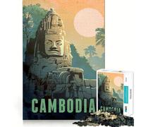 Puzzle Angkor Wat Cambodge pour Adultes,1000 pièces,Jeu Stimulant l'esprit,Format Uniforme,pièces précises,idéal pour Les Voyages (50x75cm)