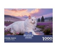 Puzzle Angora Turc 1000 Pièces pour Adultes Et Enfants, Jeu en Famille, Jeu ÉduChatif, Casse-tête Mer Fleurs Violettes, DéCoration, Idée Cadeau 38x26cm/1000pcs