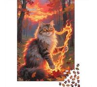 Puzzle Angora Turc Qui 1000 Pièces pour Adultes,Forêt au Coucher de Soleil Un Jeu De Dexérité Très Difficile Puzzle en Bois Jeu ÉduChatif Et Stimulant l'art De La Décoration Moderne 1000pcs (75x50cm)