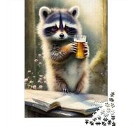 Puzzle Animal Art Raton Laveur, Puzzle rectangulaire en Carton 100% recyclé de qualité supérieure, pour garçon ou Fille, Cadeaux de Noël, 1000 pièces (75 x 50 cm)