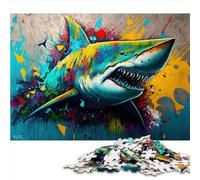 Puzzle Animal coloré Requin, 1000 pièces, Puzzle en Bois pour Adultes, Puzzle Familial Amusant, Excellent Cadeau pour Adultes (50 x 75 cm)