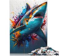 Puzzle Animal coloré Requin, activité Amusante à la Maison, Puzzle en Carton de qualité supérieure pour Adultes et Adolescents, Cadeaux pour la fête des pères, 1000 pièces (75 x 50 cm)