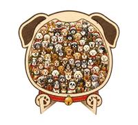 Puzzle animal de Noël avec assemblage démontable, A | Œuvre d'art en bois imprimée en couleur, assemblage monté qui se démonte, présentoir de présentation sur table autonome