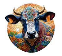 Puzzle Animal en Bois - Jouet de Puzzle 3D Rond, Design de Vache Peint, entraîneur cérébral éducatif pour Les Tout-Petits | Maison, École, Voyage, Scénario en Plein air pour Les, Tâches