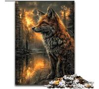Puzzle Animal Fox Art 1000 pièces pour Adolescents et Adultes, Anti-Stress, pour Passer Le Temps à la Maison, avec Affiche et fiche de Questions Assorties (50x75cm)