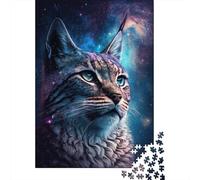 Puzzle Animal Galaxie Lynx, Jeux éducatifs, activités familiales, Puzzle en Carton de qualité supérieure pour Femmes et Hommes, Cadeau d'halloween, 300 pièces (40 x 28 cm)