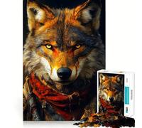 Puzzle Animal Portrait de Loup 1000 pièces Stimulation Cognitive ludique Pièces nettes et sans bavures Jouet d'intérieur pour Les Vacances (38x26cm)