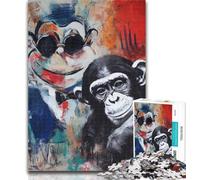 Puzzle Animal Singe pour Adolescents 1000 pièces, Cadeau d'anniversaire, décoration Murale pour Les Enfants de 14 Ans et Plus 50x75cm