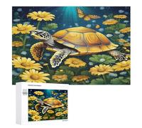 Puzzle Animal Tortue Puzzles pour AdultesPuzzles en Bois De 1000 Pièces Adultes Cadeaux Jeu Stimulant （75×50cm）