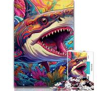 Puzzle Animalier de 1 000 pièces représentant des Requins pour Adultes, Jeu Stimulant, Chaque pièce est Unique - Jeu Familial Stimulant et Amusant 50x75cm