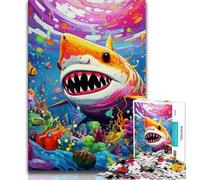 Puzzle Animalier de 1 000 pièces représentant Un Requin, idéal pour Les Adolescents, Jouet éducatif et décompressant, idéal pour Le Père Noël Secret (50x75cm)