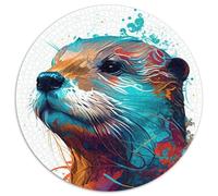 Puzzle Animalier Pop Art Loutre pour Adultes, 1 000 pièces, Puzzle Rond de 1 000 pièces, Jeu interactif Familial, Cadeau Casse-tête, Jouet éducatif (Taille 67,5 x 67,5 cm)