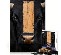 Puzzle Animalier Portrait de Taureau Noir 1000 pièces pour Adolescents Stimulation Cognitive, détente et Plaisir Découpe Nette Cadeau Unique (38x52cm)