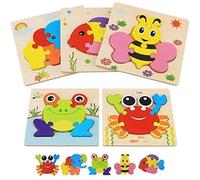 Puzzle Animaux en Bois pour Enfant - Jouet Educatif 3D à Encastrements - Cadeau pour Enfant de 1 à 5 Ans