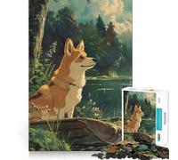 Puzzle Anime Chien Calme dans la Forêt pour Adolescents 1000 Pièces Jeu Stimulant l'esprit Assemblage Solide et Sécurisé Activité de Partage en Famille (38x26cm)