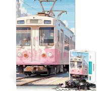 Puzzle Anime City Sakura Tram 1000 pièces Jeu de Construction Focus Assemblage sûr et précis Jouet de Divertissement d'intérieur pour Les Vacances (38x26cm)