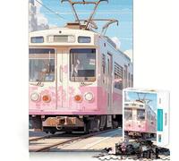 Puzzle Anime City Sakura Tram pour Adultes,1000 pièces,Jeu de réflexion,découpe de précision,Bords Lisses,défi Amusant pour Passer Le Temps (38x52cm)