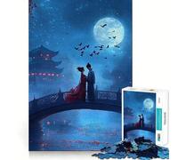Puzzle Anime Couple Clair de Lune 1000 Pièces Jeu de Construction Focus Assemblage Solide et Sécurisé Jouet de Loisirs Intérieurs pour Les Fêtes (50x75cm)
