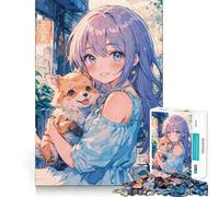 Puzzle Anime Fille et Renard pour Adultes 1000 Pièces Jeu de Mémoire Solide Assemblage Sécurisé Jeu de Connexions Significatif (38x52cm)