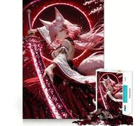 Puzzle animé Fille renarde avec épée,1000 pièces,Jeu de mémorisation mentale,découpe de Haute précision,activité Manuelle,défi cérébral interactif pour la Maison (38x52cm)