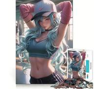 Puzzle Anime Fitness Girl 1000 pièces Jeu de Construction Ajustement Ferme et sécurisé Jouet d'intérieur pour Les Vacances (50x75cm)