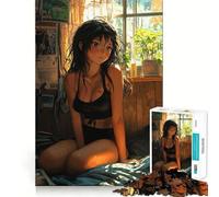 Puzzle Anime Girl à la fenêtre Jeu de mémorisation mentale 1000 pièces Découpe de Haute précision Activité Manuelle Défi cérébral interactif pour la Maison (50x75cm)