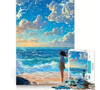 Puzzle Anime Girl by The Sea 1000 pièces Stimule l'esprit Découpe Nette Composants Robustes Loisirs captivants pour des Moments de détente à la Maison (38x26cm)