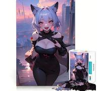 Puzzle Anime Girl City pour Adolescents,1000 pièces,Jeu Stimulant l'esprit,Taille Uniforme,pièces précises,activité Amusante en Famille Le Soir (50x75cm)