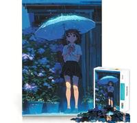 Puzzle Anime Girl sous la Pluie Lofi Girl 1000 pièces Stimulation mentale Découpe Nette Composants Robustes Loisirs captivants pour des Moments de détente à la Maison (38x26cm)