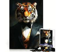 Puzzle anthropomorphique Tigre en Smoking, 1000 pièces, Difficile, pour Adultes Revalorisation, détente, découpe Nette, Cadeau Unique 50x75cm