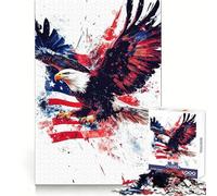 Puzzle Aquarelle American Eagle 1000 pièces pour Adolescents, défi intellectuel, détente, Assemblage sans Couture, Cadeau de Noël idéal (50x75cm)