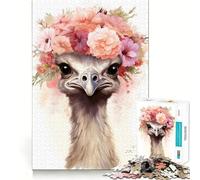 Puzzle Aquarelle Autruche 1000 pièces Jeu Amusant et Facile à remémorer Pièces nettes et sans bavures Jeu Portable et Pratique pour Les Voyages (38x26cm)