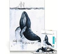 Puzzle Aquarelle Baleine et Bateau 1000 pièces Jeu de Construction Focus Ajustement Parfait sans Espace Activité gratifiante pour Les Jours de Pluie (38x26cm)