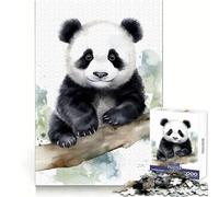 Puzzle Aquarelle Bébé Panda 1000 pièces pour Adolescents Défi Intelligent Activité sereine Fermeture Fine Joli Cadeau (38x26cm)