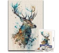 Puzzle Aquarelle Cerf 1000 pièces - Jeu de développement cognitif Amusant - Cadeau spécial et attentionné - Dimensions:38x52cm